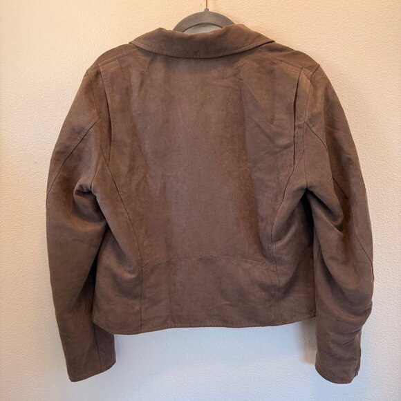 Uniqlo Women's Faux Suede Moto Jacket Stone Brown Size‎ L Stylish Casual Coat - Picture 6 of 12